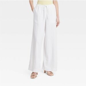 A New Day White Linen Drawstring Pants NEW